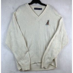 VTG Scottish Isle Bernette Sweater Mens M Cream Pullover Golfing Golf USA Made